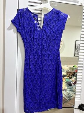 Bisou Bisou Royal Blue Lace Midi Dress
